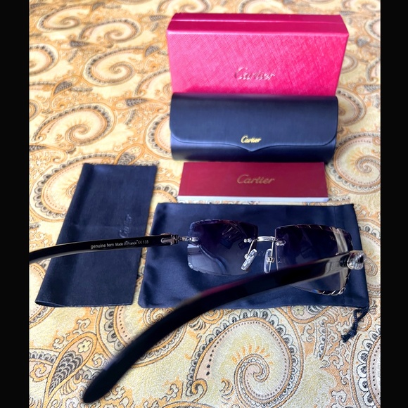 Cartier C -Décor Iced Out Black Buffalo with Black Smoked Diamond Cut Lenses - Picture 6 of 8